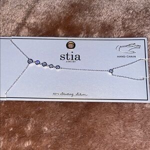 Jewelry Silver Hand Chain with Blue Accents